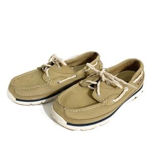 L. L. Bean Leather Portlander Free Flex Lace Up Boat Shoe Contrasting Stitching